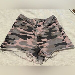 Top Shop Pink Camo Moto Mom Shorts